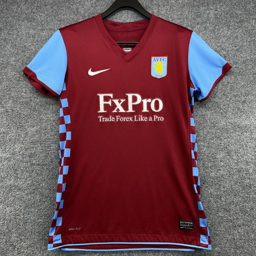 Nike Mens Aston Villa FC 2010-11 Home Soccer Jersey Claret Blue Small 381812-679
